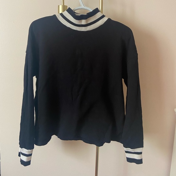 Zara Mockneck Sweatshirt combo Knit Stripe Accents - Picture 2 of 6
